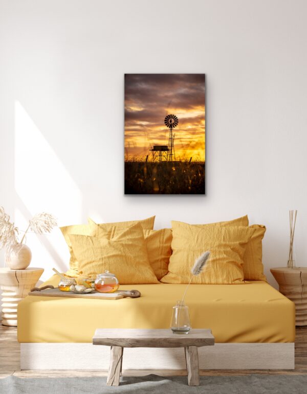 Canvas Print with Aussie Sunset Windmill